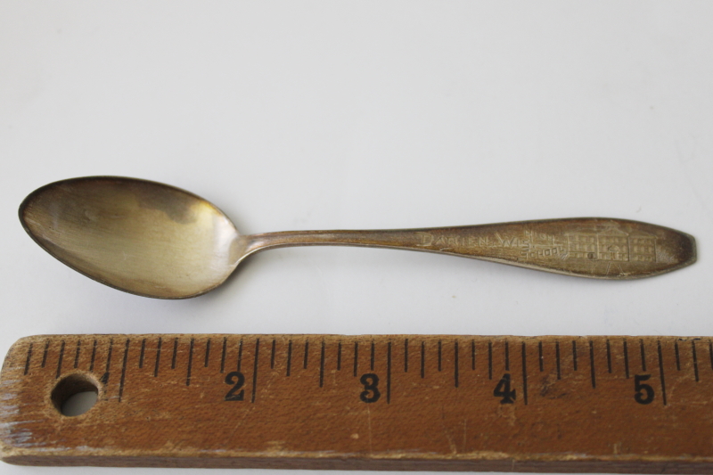 photo of antique sterling silver teaspoon, Darien Wisconsin high school turn of the century vintage #3