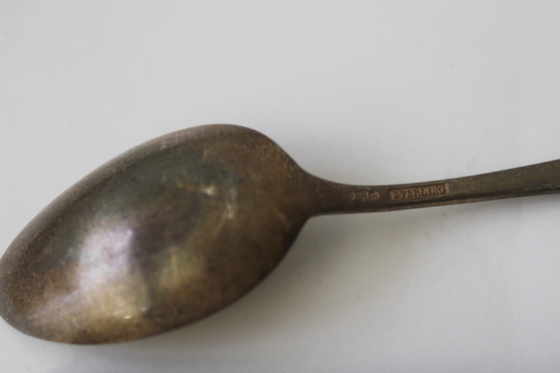 photo of antique sterling silver teaspoon, Darien Wisconsin high school turn of the century vintage #4