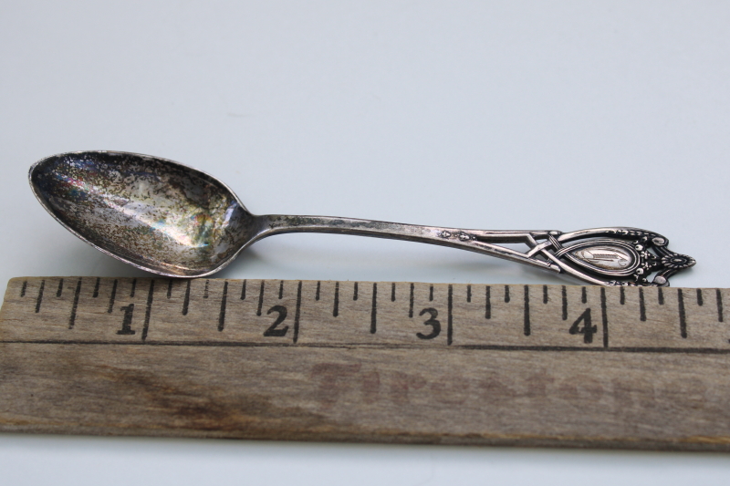 photo of antique sterling silver, tiny spoon for jam pot or sugar bowl, fancy engraved monogram C #2