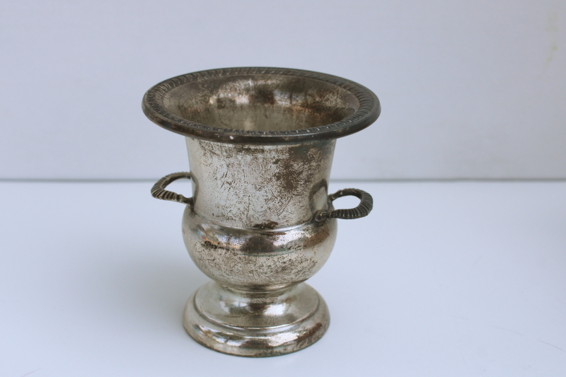 photo of antique sterling silver urn shaped vase, tiny trophy for matches or toothpick holder  #1