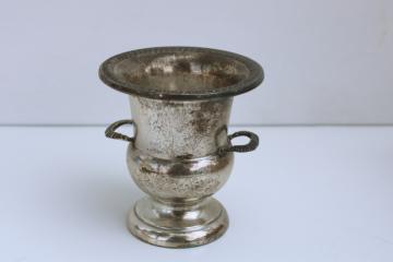 catalog photo of antique sterling silver urn shaped vase, tiny trophy for matches or toothpick holder 