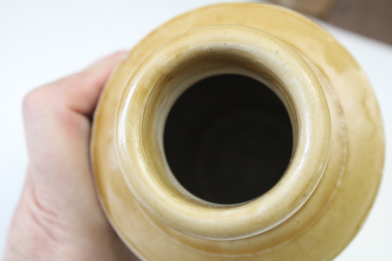 photo of antique stoneware crock jar Bristol England two tone tan & cream glazed pottery  #4