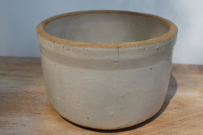 photo of antique stoneware crock, small old butter crock bowl early 1900s vintage #3