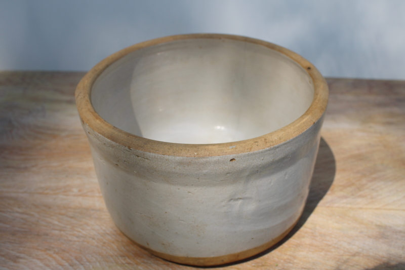 photo of antique stoneware crock, small old butter crock bowl early 1900s vintage #4