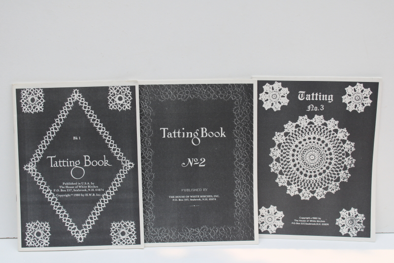 photo of antique tatted lace patterns edgings doilies, vintage reprint tatting booklets lot #1