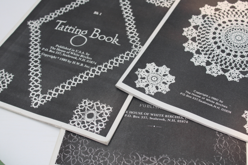 photo of antique tatted lace patterns edgings doilies, vintage reprint tatting booklets lot #2