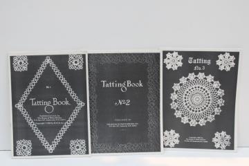 catalog photo of antique tatted lace patterns edgings doilies, vintage reprint tatting booklets lot