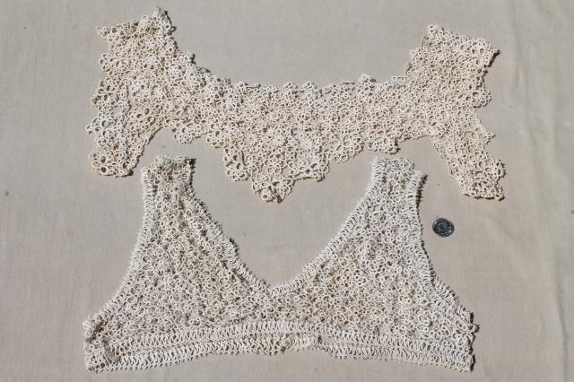 photo of antique tatted lace yokes, lacy collars for Edwardian vintage night gowns & camisoles #1