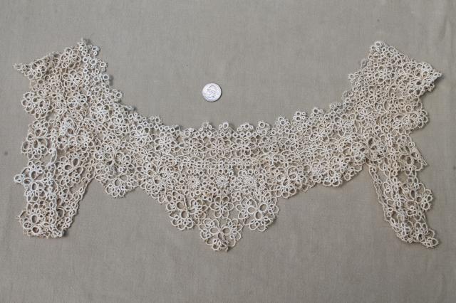 photo of antique tatted lace yokes, lacy collars for Edwardian vintage night gowns & camisoles #5