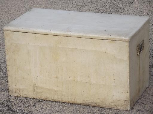 photo of antique tea chest wood storage box trunk, vintage floral and old white paint #1