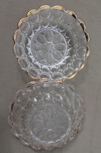 photo of antique thumbprint pattern glass berry bowls, set of four dessert dishes #4