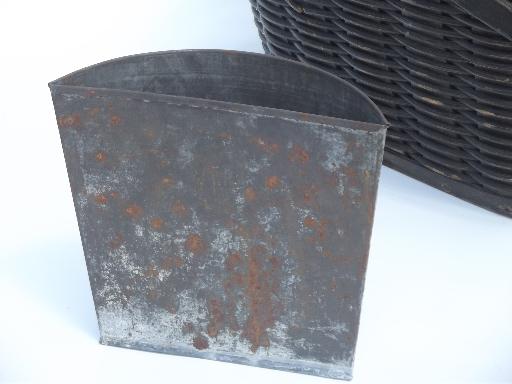 photo of antique tin lined insulated picnic basket, 1930s vintage picnic hamper  #10