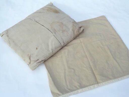 photo of antique tinted embroidery cover feather pillow, color shaded flower #3