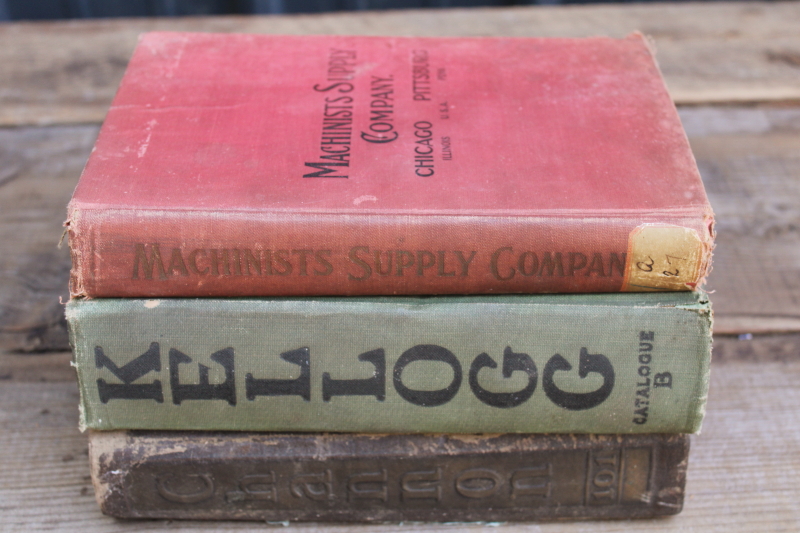 photo of antique tools & machine parts catalogs, lot shabby vintage bound books great old drawings engravings  #1