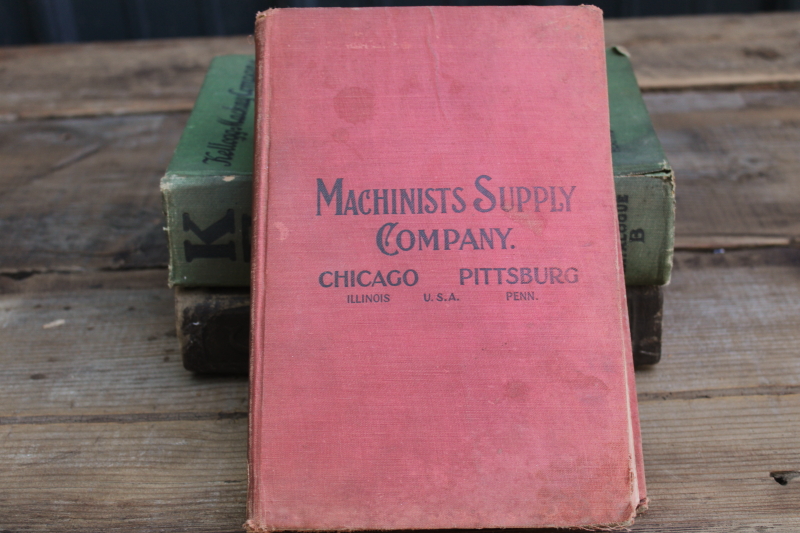 photo of antique tools & machine parts catalogs, lot shabby vintage bound books great old drawings engravings  #12
