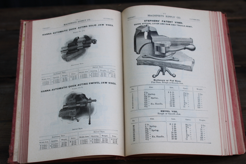 photo of antique tools & machine parts catalogs, lot shabby vintage bound books great old drawings engravings  #13