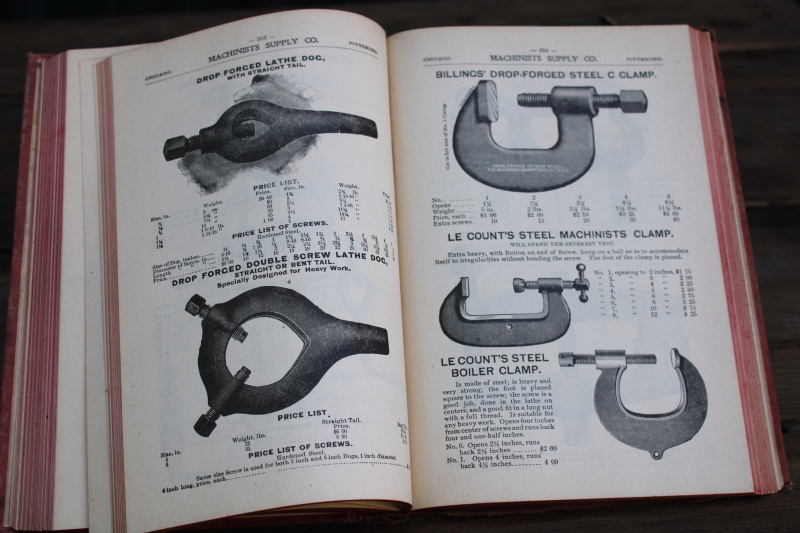 photo of antique tools & machine parts catalogs, lot shabby vintage bound books great old drawings engravings  #14