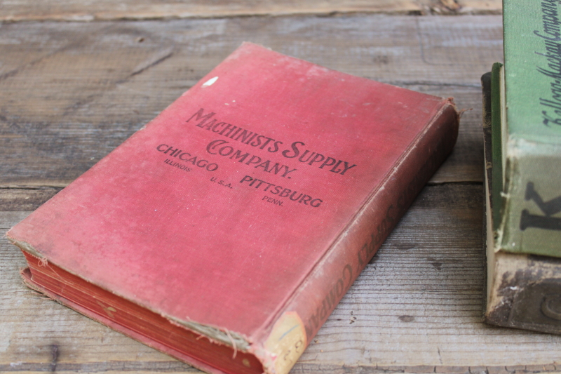 photo of antique tools & machine parts catalogs, lot shabby vintage bound books great old drawings engravings  #15