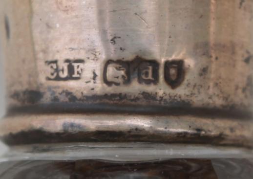 photo of antique train case bottles or vanity table jars w/ sterling silver lids  #2