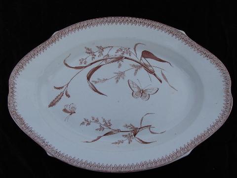 photo of antique transferware china platter with butterflies, England 1878 #1