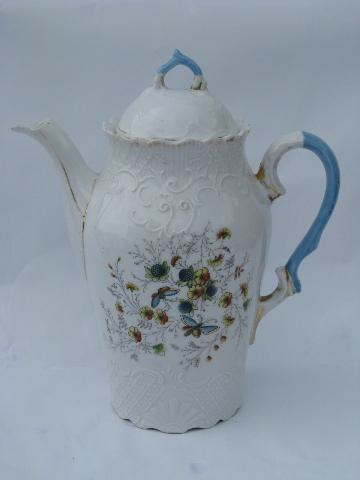 photo of antique transferware china tea or coffee set, flowers and butterflies, vintage Germany? #2