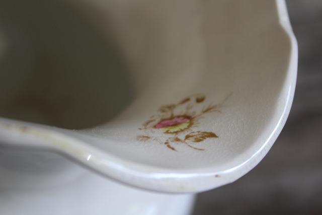 photo of antique transferware china water pitcher, shabby cottage chic wildflowers floral #5