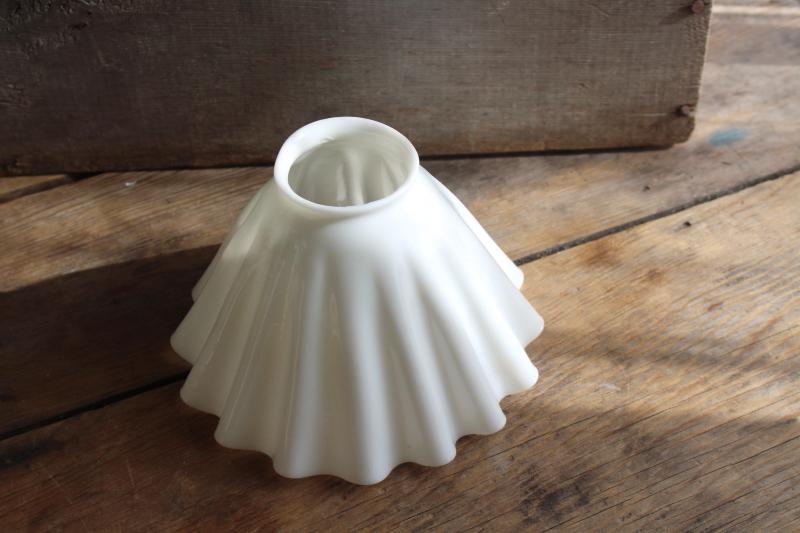 photo of antique translucent white milk glass lampshade, pleated shape shade for pendant light #4
