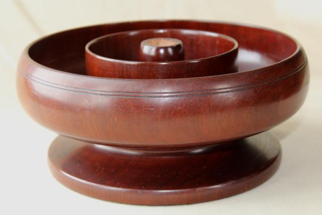 photo of antique treen ware, early 1900s vintage mahogany wood turned bowl w/ french polish #1