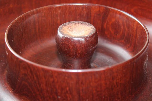 photo of antique treen ware, early 1900s vintage mahogany wood turned bowl w/ french polish #2