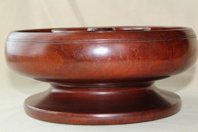 photo of antique treen ware, early 1900s vintage mahogany wood turned bowl w/ french polish #3