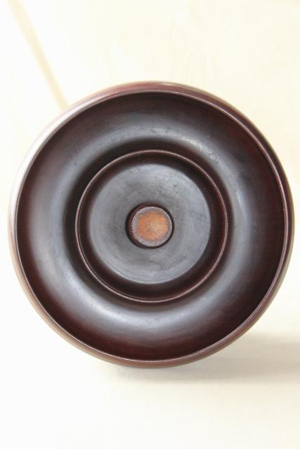 photo of antique treen ware, early 1900s vintage mahogany wood turned bowl w/ french polish #4