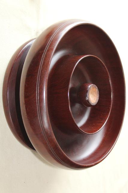 photo of antique treen ware, early 1900s vintage mahogany wood turned bowl w/ french polish #5