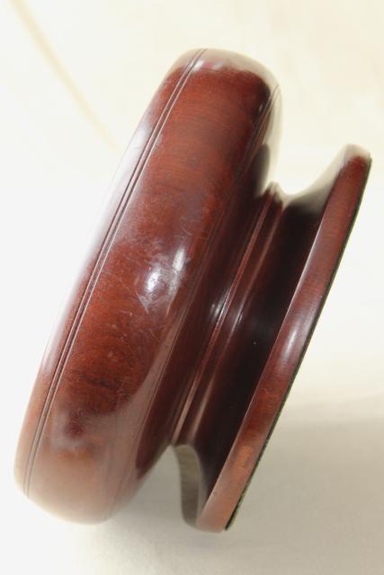 photo of antique treen ware, early 1900s vintage mahogany wood turned bowl w/ french polish #6