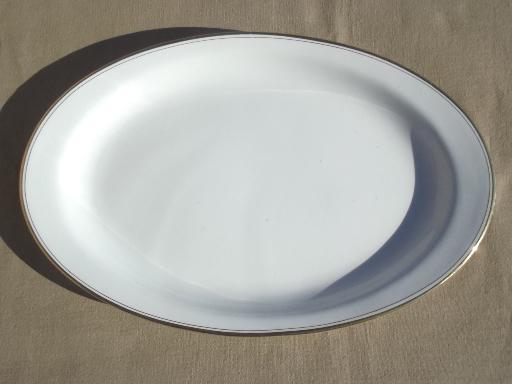 photo of antique turkey platters, Homer Laughlin gold wedding band white china #4