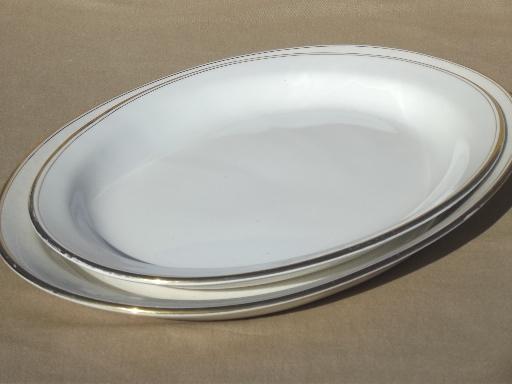 photo of antique turkey platters, Homer Laughlin gold wedding band white china #6