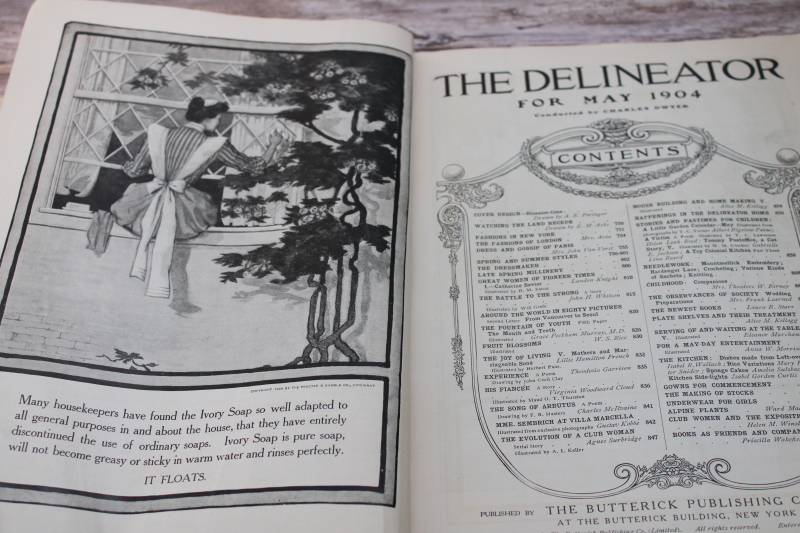 photo of antique turn of the century Delineator magazine, ladies dress patterns and fashion illustration circa 1904 #6