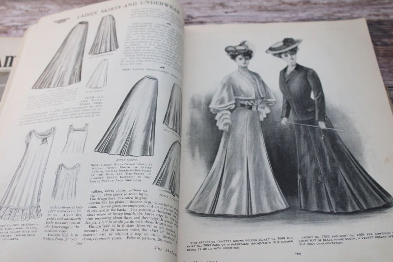 photo of antique turn of the century Delineator magazine, ladies dress patterns and fashion illustration circa 1904 #11