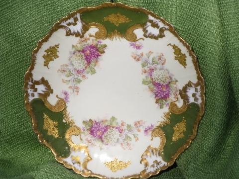 photo of antique turn of the century floral china plate, K-D Limoges France #1