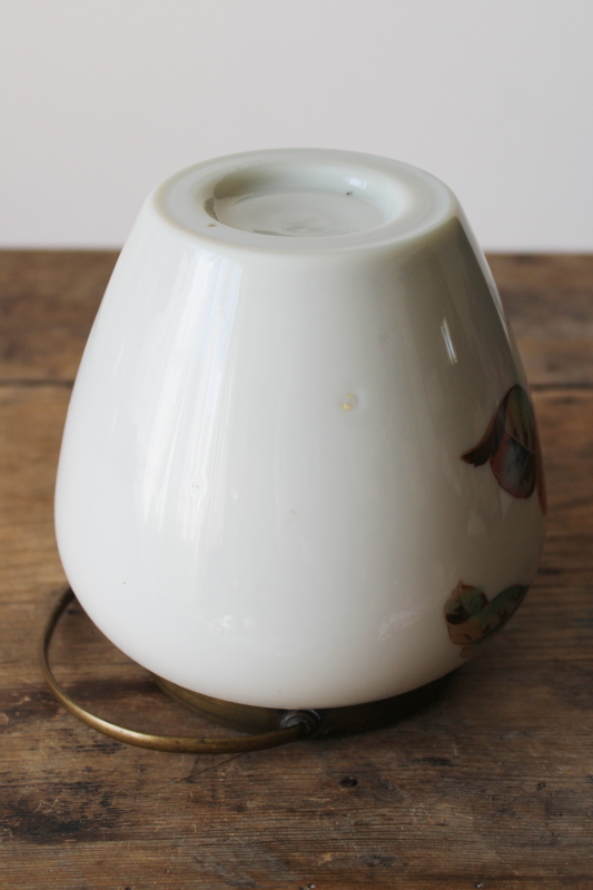 photo of antique turn of the century opal glass biscuit jar, opaline glass w/ amber pears fruit  #6