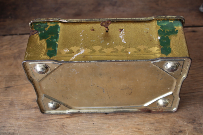 photo of antique turn of the century tins, Victorian style birds print & floral still life art  #4