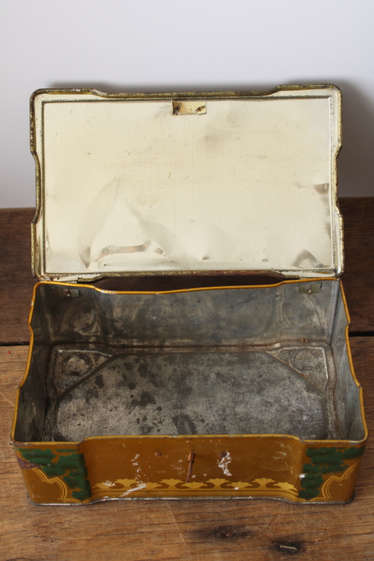 photo of antique turn of the century tins, Victorian style birds print & floral still life art  #6