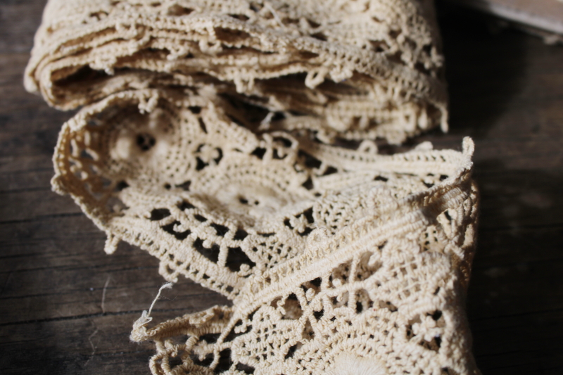 photo of antique turn of the century vintage chemical lace, Victorian era cotton lace trim or insertion #2