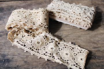 catalog photo of antique turn of the century vintage chemical lace, Victorian era cotton lace trim or insertion