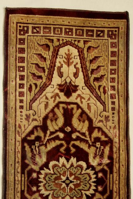 photo of antique velvet table runner, oriental rug print Arts & Crafts vintage 1920 #5