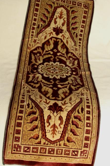 photo of antique velvet table runner, oriental rug print Arts & Crafts vintage 1920 #9