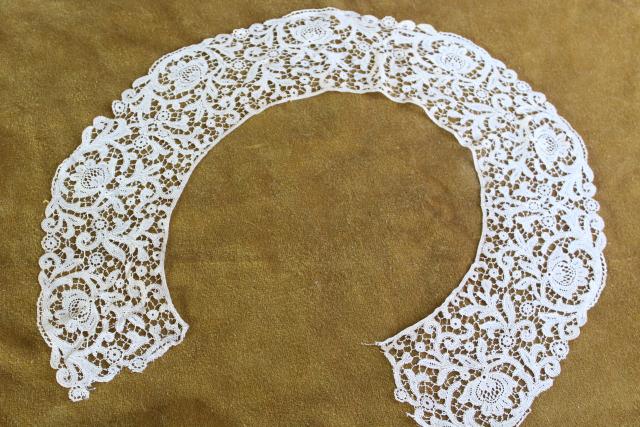 photo of antique venise lace collar, round bertha collar vintage Victorian Edwardian era #1