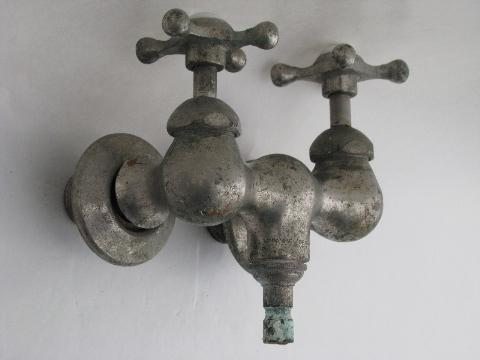 photo of antique victorian claw foot bath tub or shower faucet w/star taps #1