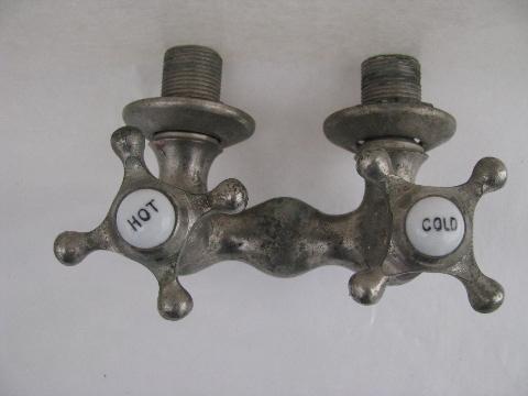 photo of antique victorian claw foot bath tub or shower faucet w/star taps #2