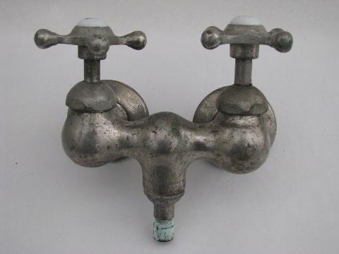 photo of antique victorian claw foot bath tub or shower faucet w/star taps #3