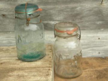 catalog photo of antique vintage Atlas E-Z Seal storage jars / canisters wrinkled glass